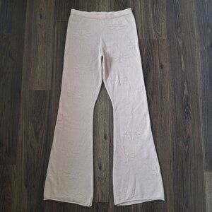 💙 Le Lis Knit Wide Leg Floral Soft Stretch High Waist Pull On Pants Size S/M Bo